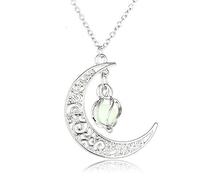 HZCVSG Hollow Spiral Moon Glow Pendant Cyclone Night Light Pearl Necklace