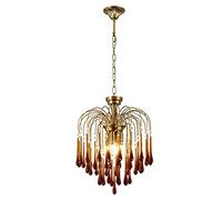 HZCVSG Italian Vintage Enameled Teardrop Pink Children's Chandelier, Living Room Bedroom Hallway Lamp, Entrance Lamp-Copper 55