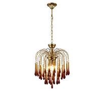 HZCVSG Italian Vintage Enameled Teardrop Pink Children's Chandelier, Living Room Bedroom Hallway Lamp, Entrance Lamp-Copper 45