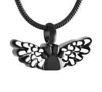 HZCVSG Keepsakes Paw Print Angel Wing Necklace Ashes Cremationl Ash Pendant Jewelry Keepsake Memorial Urn for Dog Cat