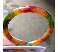 HZCVSG Ladies Jade Bangle, Jade Bangle Yellow Jade Round Strip Colorful Floating Flower Jade Bangle, Elegant Lucky Jade Bangle, with Jewelry Box,58mm55 60mm