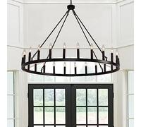 HZCVSG Large Farmhouse Wagon Wheel Chandelier with 24 Lights, Extra Large 48 Inch Diameter - Perfect for High Ceilings in Living Room