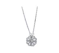 HZCVSG Lucky for Women Silver Four Leaf & Love Heart Pendant, Elegant Necklace