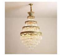 HZCVSG Luxurious Brass Pendant Lamp - Large Crystal Chandelier for Grand Spaces, Elegant Home Decor
