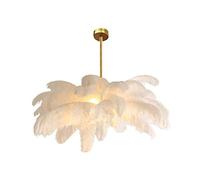 HZCVSG Luxury Decorative Pendant Lamp For Bedroom Kitchen Restaurant Living Pink Diameter,Creative Art Chandelier with Ostrich Hair Shade, Large