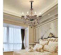 HZCVSG Luxury European Crystal Pendant Chandelier for Living Room Restaurant Bedroom Villa Hotel KTV Bar Staircase Elegant 6 Light Duplex Building