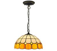 HZCVSG Mediterranean Vintage -Style Pendant Light 12" Wide 36" High Colorful Stained Glass Chandelier Medium Size Elegant Home Decor