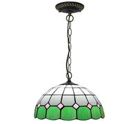 HZCVSG Mediterranean Vintage -Style Pendant Light 12" Wide 36" High Colorful Stained Glass Hanging Chandelier Medium Size Elegant Home Décor