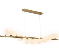 HZCVSG Mid-Century 11-Lights Glass Globe Linear Chandelier Dining Room Light Fixtures Over Table 3D Printing Bubble Gold Ceiling Pendant Light,for Various Rooms