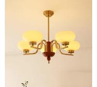 HZCVSG Mid Century Chandeliers Milk Glass Pendant Light Large White Gold Ceiling Hanging Lamp V-intage Round Chandelier,for Various Rooms