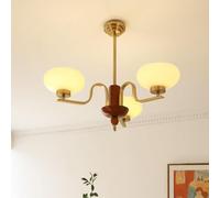 HZCVSG Mid Century Chandeliers Milk Glass Pendant Light Large White Gold Ceiling Hanging Lamp V-intage Round Chandelier,for Various Rooms