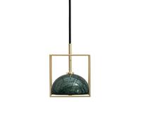 HZCVSG Mid-Century Green Marble Pendant Light Black Ceiling Fixture Square Industrial Chandelier for Kitchen Island Dining Room Bedroom Living Room