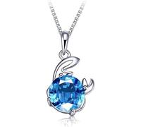 HZCVSG Necklace Silver Necklace,Birthday Sterling Silver,Large Topaz Zirconia Horoscope Necklaces Astgy For WomeGirls Jewelry