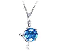 HZCVSG Necklace Silver Necklace,Birthday Sterling Silver,Large Topaz Zirconia Horoscope Necklaces Astgy For WomeGirls Jewelry