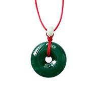 HZCVSG Necklaces Red Onyx Peace Buckle Pendant with Natural Grade A Burmese Jadeite Jade Donut Ring Good Luck Friendship Necklace, Adjustable