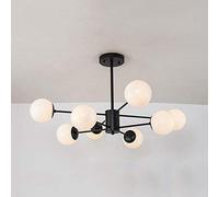 HZCVSG Nordic Creative Home Interior Sputnik Chandelier Black Long Pole Pendant Milk White Glass Shade Hanging Lamp Used in The Living Room and Restroom