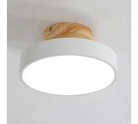 HZCVSG Nordic Wood Semi Flush Mount Ceiling Light with Dimmable Drum Shade 13W Iron Chandelier for Entry Stairway Balcony Hallway Fixture 9 Inch Close To Ceiling Lights