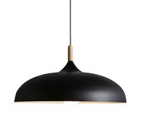 HZCVSG Pendant Light Retro Round Chandelier Nordic Wood & Metal Hanging Lamp for Bar Hotel Office Hall Tea House - Black Finish