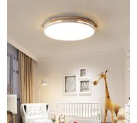 HZCVSG Remote-Control Adjustable Wooden Pendant Lamp for Children's Room, White Acrylic Round Chandelier, 50 cm x 50 cm x 6 cm