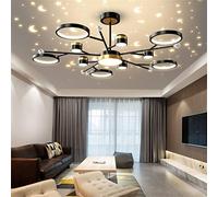 HZCVSG Remote Control Ceiling Lamp Star and Moon S-hadow Black Gold Chandelier Compatible with Bedroom Living Room Dining Room,for Various Rooms