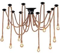 HZCVSG Retro Fixture, Light Industrial Chandelier, Metal During Lights, Chic Drop-Light Bedrooms Kitchen Island Hemp Rope 16