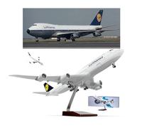HZCVSG Scale German Lufthansa Airplane Model Static Plane Set Display Aircraft Lights Rolling Wheels with Stand for Aviation Collection Office Suitable (Normal)