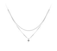 HZCVSG Shining Zircon Pendant Necklace Double Layer Neck Chain for Women Engagement Wedding Fine Jewelry