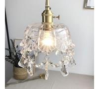 HZCVSG Single Kitchen Island Small Chandelier Ceiling Lights, Pattern Glass Pendant Light Crystal Hanging Lamp,for Various Rooms
