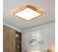 HZCVSG Square Wood Ceiling Light with Dimmable Side Illumination and Remote Control for Living Room Bedroom Children's Room 50 cm Space Saving Hanging Chandelier