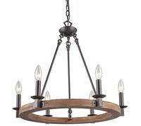 HZCVSG Vintage Rustic Wood Wagon Wheel Pendant Light for Dining Room Home Décor Enhancer