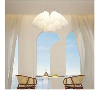 HZCVSG White Chandelier Light Fixture Acrylic Flower Shade Milk Gold Ceiling Pendant Light Compatible with Bedroom Living Dining Room,for Various Rooms