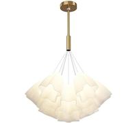 HZCVSG White Chandelier Light Fixture Acrylic Flower Shade Milk Gold Ceiling Pendant Light Compatible with Bedroom Living Dining Room,for Various Rooms
