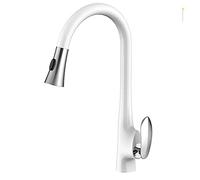 HZDXWXOJ Grifo de Cocina de Cobre, Grifo de Cocina Curvo, Grifo de Fregadero de Cocina de Pintura Blanca, Grifo de Cocina Individual Cromado, Grifo de Cocina de Plato Dorado Q(R)