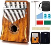 hzexun Kalimba - Piano de pulgar con 17 teclas, funda protectora impermeable integrada, portátil, regalo para niños y adultos principiantes, color madera