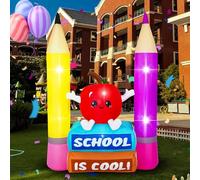 HZGDEJTG Decoraciones inflables de 8 pies para la temporada de regreso a clases, decoraciones inflables de libros de lápices, luces LED integradas, adecuadas para patio, jardín, al aire libre, césped