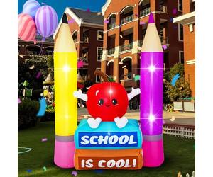 HZGDEJTG Decoraciones inflables de 8 pies para la temporada de regreso a clases, decoraciones inflables de libros de lápices, luces LED integradas, adecuadas para patio, jardín, al aire libre, césped