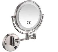 HZHXIFUFA Makeup Mirror Wall Mounted with 7X Magnification Round Makeup Mirror 360 Rotation Double-Sided Mirror USB Rechargeable