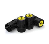 HZLGL 4 Piezas Tapones Ruedas para Ferrari F430 456 458 488 F12 812 Roma Portofino, Antipolvo Tapones Válvula Coche Impermeable Tapones Válvula Rueda Válvulas Neumáticos,Black