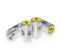 HZLGL 4 Piezas Tapones Ruedas para Ferrari F430 456 458 488 F12 812 Roma Portofino, Antipolvo Tapones Válvula Coche Impermeable Tapones Válvula Rueda Válvulas Neumáticos,Sliver