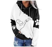 HZling - Chaqueta de otoño para mujer, con capucha de manga larga, para mujer, diseño de perro lindo, talla grande, con bolsillos, Le Noir, XXXL