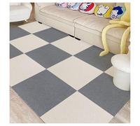 HZLXF1 12 baldosas Autoadhesivas for Suelo, Cuadrados de Alfombra despegables y pegables, baldosas de Alfombra Suaves, tapete Rompecabezas extraíble for Gimnasio en casa.(Dark Gray+Beige)