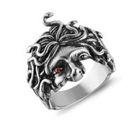 HZMAN Anillo Medusa para hombre y mujer, acero inoxidable, gótico, punk, gorgona, retro, mitología griega, medusa, serpiente, joyería de regalo, R 1/2, Metal, Sin piedra preciosa