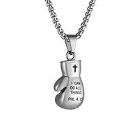 HZMAN Collar con colgante de guante de boxeo de acero inoxidable para hombre y mujer, 2.5 x 1.5 cm pendant with a 24-inch chain, Acero inoxidable, no