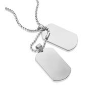 HZMAN Collar con colgante de placa de perro de acero inoxidable de alto pulido para hombre, cadena de eslabones de 22 + 2 pulgadas, 5.0 x 3.0 cm / 2.0 x 1.18 inch, Acero inoxidable, No es una piedra