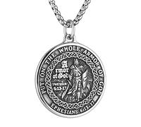 HZMAN Collar de caballeros templarios para hombre, de acero inoxidable, con colgante de cruz roja medieval, regalo de joyería, 3.7 cm x 3.7 cm, Acero inoxidable, No es una piedra preciosa