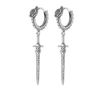HZMAN Pendientes de gota de espada para hombre gótico punk acero inoxidable Dragon Knight pendiente bisagra huggie hoop pendiente joyería regalo