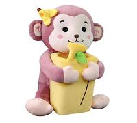 Hzoibyze Caja de Pañuelos de Felpa Suave para Coche, Caja de Almacenamiento para Reposabrazos de Coche, Papelera, Accesorios Interiores, Funda Universal para P, monkey