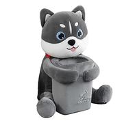 Hzoibyze Caja de Pañuelos de Felpa Suave para Coche, Caja de Almacenamiento para Reposabrazos de Coche, Papelera, Accesorios Interiores, Funda Universal para P, Husky