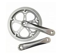 Hzoibyze Plato Acero 52 Dientes con Bielas Aluminio Plato Bicicleta Plegable Universal Juego Bielas con Protector Cana Doble