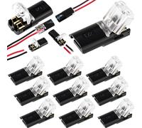 Hzopcw 10 conectores de alambre de cierre de clip rápido, conectores rápidos de alambre enchufable con hebilla de bloqueo, bloques de doble alambre para tiras LED de cable de bajo voltaje de 18-22 AWG